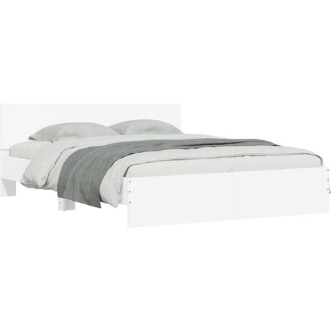 Bed Frame White Engineered wood Double Bed Frame Rectangular vidaXL (1/4)