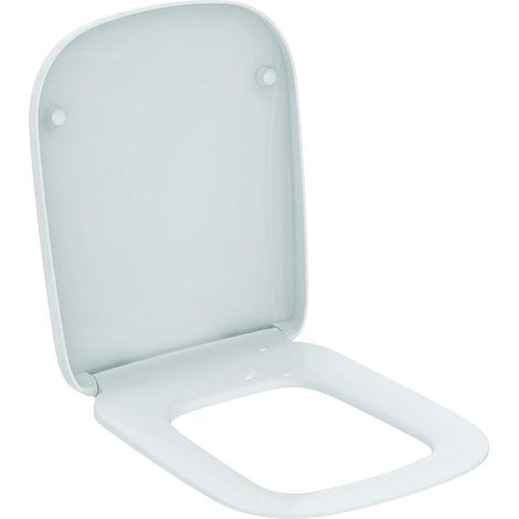 Siège de WC avec coussin d'assise et ensemble de charnières, fermeture douce, blanc (1/5)