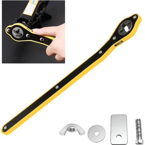Clé de Cric de Voiture Cle Cric Voiture Universel Crique Voiture Cric à Cliquet Pour Voiture Avec Elevateur Voiture Clé À Cliquet Réglable à 360° (1/4)