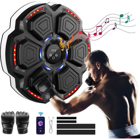 Machine de Boxe Musicale Intelligente avec Bluetooth, Lumières LED et Niveaux de Vitesse pour Adultes et Enfants, Équipement Entraînement Anti-Stress avec Gants de Boxe pour Exercice Domicile (1/5)