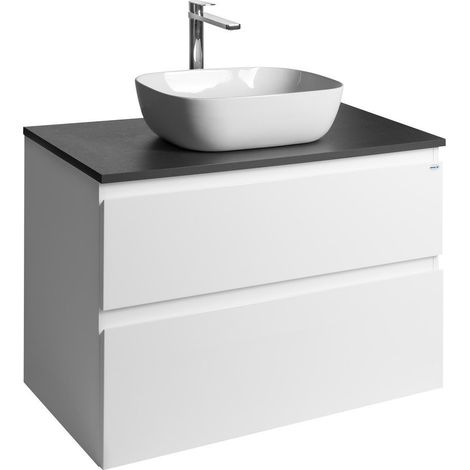 Aqualine Altair - Meuble pour lavabo 60x87x45 cm, 2 tiroirs, blanc/ardoise anthracite AI290-03 (1/5)