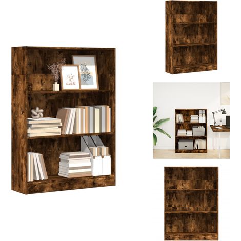 Bibliothèque chêne fumé 80x24x109 cm bois d'ingénierie - Bibliothèque - Bibliothèques - Étagère À Livres - Armoire De Rangement (1/5)