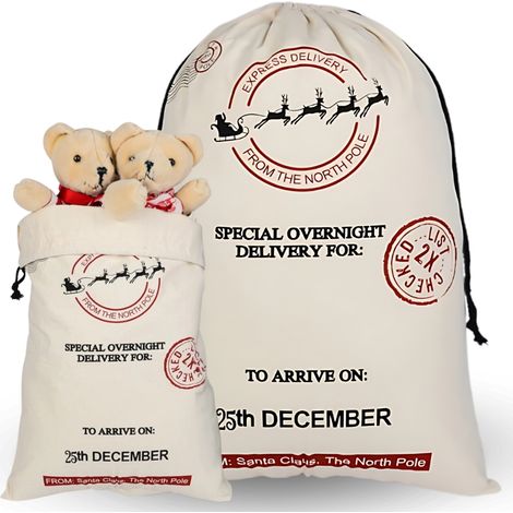 Sacchetto regalo natalizio per Babbo Natale, in iuta resistente, 70 cm x 50 cm (1/5)