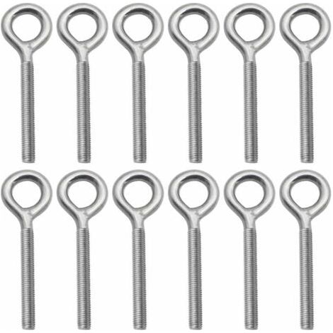 Lot de 12 Boulons- M8 à Oeil en 304 Acier Inoxydable Vis à Anneau Piton à Visser pour Balançoire Machine Extérieure (1/5)
