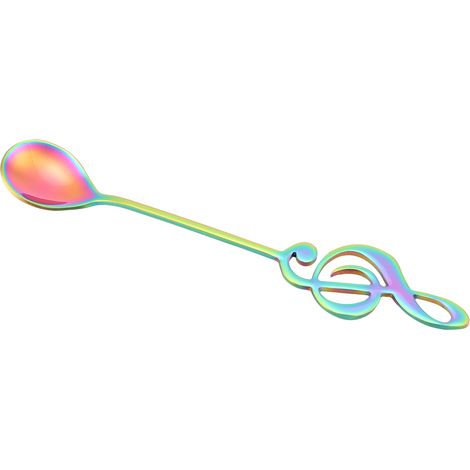 Cuillères à dessert en acier inoxydable, cuillères à café colorées avec notes de musique (1/5)
