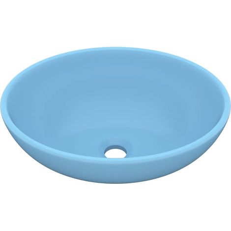 Lavabo vasque à poser Luxueux, ovale de luxe Bac à laver, Bleu clair mat 40x33 cm Céramique OIB9620E (1/5)