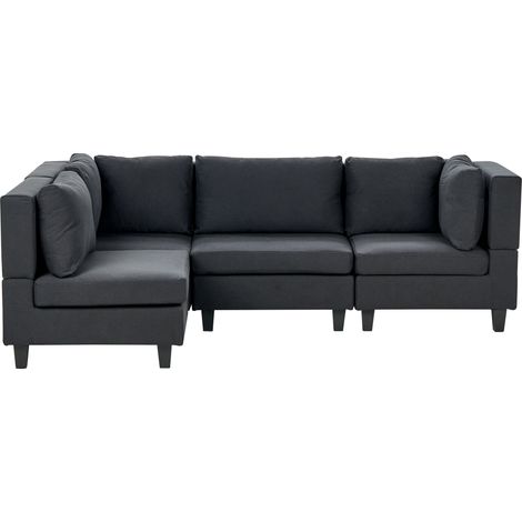 Modul Ecksofa 4-Sitzer UNSTAD Stoff Schwarz rechtsseitig