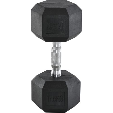 CHICFURN Mancuerna hexagonal de 17,5 kg de hierro fundido y caucho negro, mango moleteado (1/5)