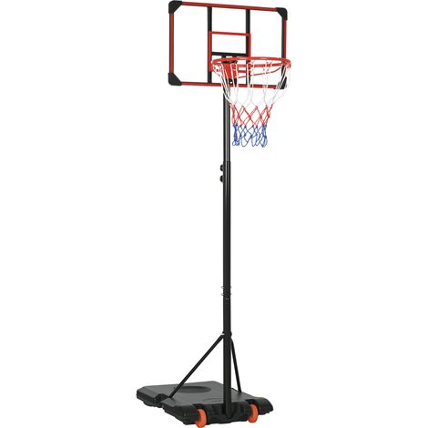 SPORTNOW Height Adjustable Basketball Hoop and Stand with Firm Backboard and Weighted Base, Portable on Wheels, Red (1/5)