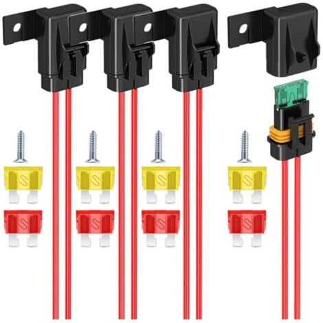 Packung mit 4 wasserdichten IP67-Sicherungshaltern, 12 AWG-Durchmesser, ATC/ATO, 20 A/30 A/40 A, für Nutzfahrzeuge, Boote und Bus-Bordnetze.