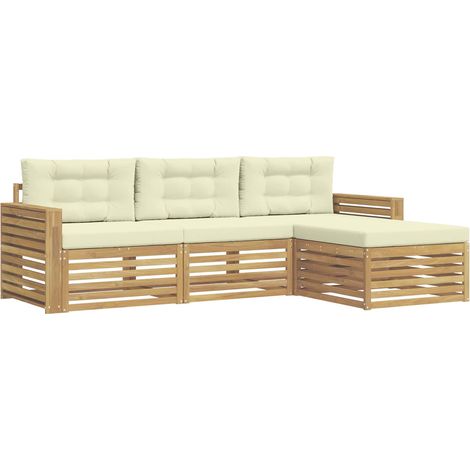 Outdoor Sofa Set 4 pcs White and Cream vidaXL (1/5)