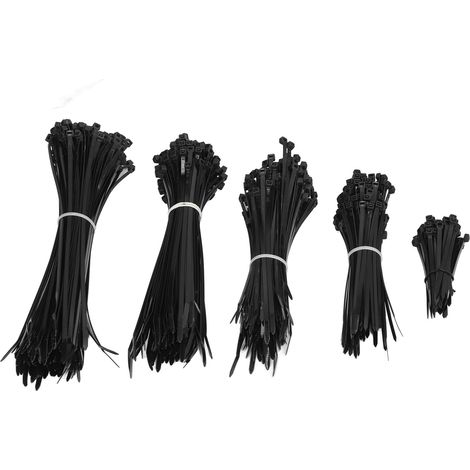 Set mit 700 selbstsichernden Kabelbindern (je 40 lb) für Rohre und Elektrokabel, schwarz (1/5)