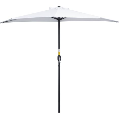 Demi-parasol Ø 2,6 m, parasol de balcon à 5 baleines en acier et housse en polyester couleur crème