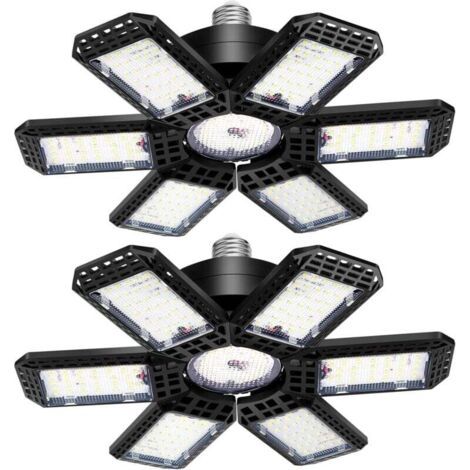 LED Garage Light 2 Pack , 45W 4500LM LED Shop Lights, LED Garage Ceiling Lights with 6+1 Adjustable Panels for Basement, Barn, Warehouse, Attic, Garage Lighting Support E26/E27 Socket (1/5)