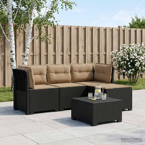 vidaXL Sofá de Jardín para 4 Personas con Cojines y Diseño de Rattan (1/5)