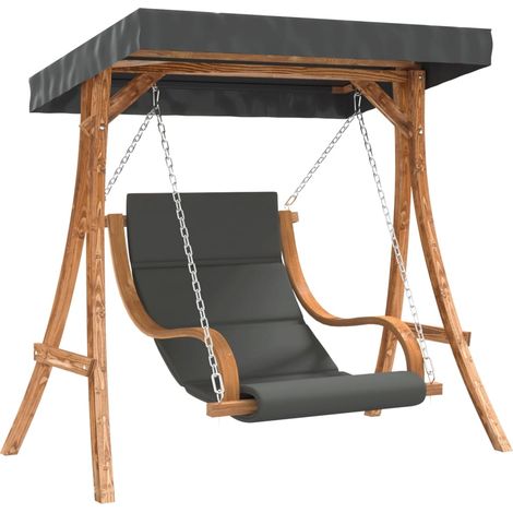 Maison Exclusive - Sedia a Dondolo con Cuscino e Tetto in Legno Massello di Abete