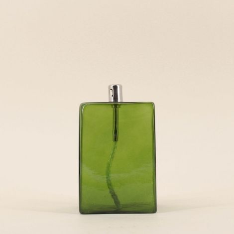 Lampe à huile cube en verre soufflé vert 13cm (1/5)