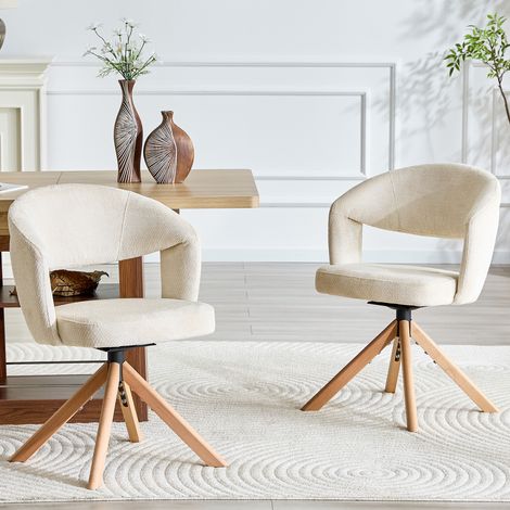 Ensemble de 2 chaises rotatives rétro crème 815 cm