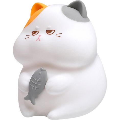 Veilleuse Led Chat - Matériau Abs Et Gel De Silice - 7 Couleurs + Blanc Chaud - Alimentation Dc5v - Pour Chambre D'enfant - 1 Pièce (1/5)