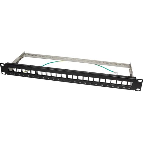 LOGILINK NK4042 KEYSTONE PATCHPANEL 24 ENCHUFES BLINDADOS, NEGRO (1/5)