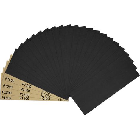 25 pièces Papier de Verre, 1500 Grain Papier Abrasif 9x3,6 pouces Papier Poncage Sec Humide Double Usage pour Bois, Carrosserie, Pierre, Peinture, Métal (1/5)