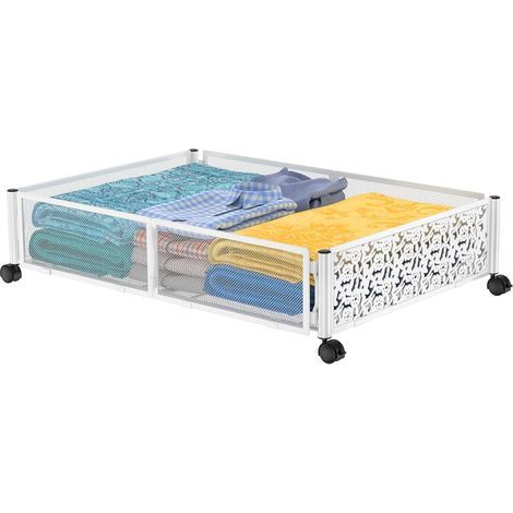 Ikodm – Tiroir de lit en métal – Rangement sous le lit avec 4 roues rotatives – Dimensions 15,7 x 23,6 x 6,22 pouces – Assemblage sans outil (1/5)