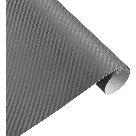 (GRIS) Film adhésif vinyle imitation fibre de carbone 3D 200 cm x 50 cm pour motos, voitures et autres véhicules - Rouleau de stickers et d'autocollants - Accessoires auto - Personnalisation automobil (1/4)