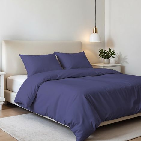 Parure de lit Double en Microfibre, Housse de Couette 250 x 200 cm avec Rabat et taies d'oreiller, Violetta, pour lit Double (1/5)