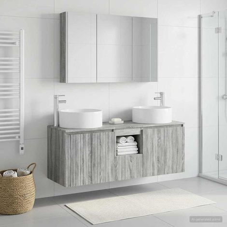 vidaXL Bathroom Cabinet Set 4 pcs Grey Sonoma Engineered Wood (1/5)