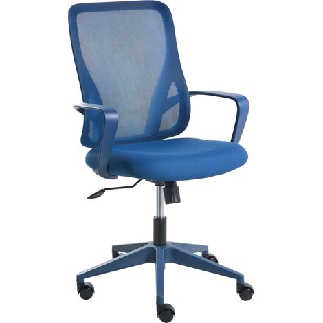 Sedia da scrivania da ufficio girevole altezza regolabile schienale reclinabile rivestimento in rete blu Luma