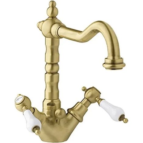 Robinet de lavabo à bec haut Bronze Rétro