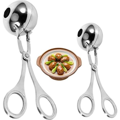 2 PCS Meat Ballers, Stainless Steel Meat Ball Tongs, Ice Cream Tongs, Cake Pop Meatball Maker, Cookie Dough Scoop for the Kitchen (1/5)