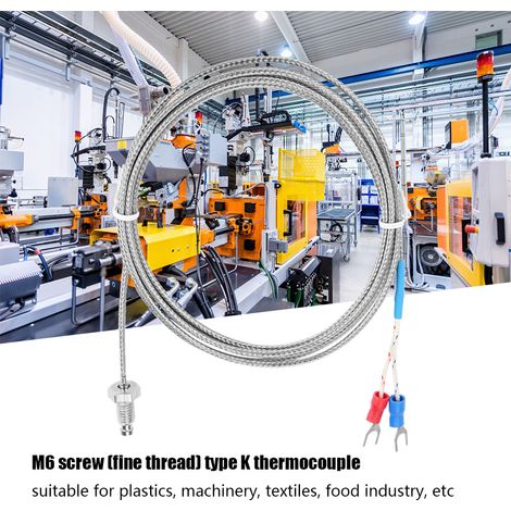 Fil de capteur de température à thermocouple de type K à filetage fin M6, 0-400℃ (5 m)