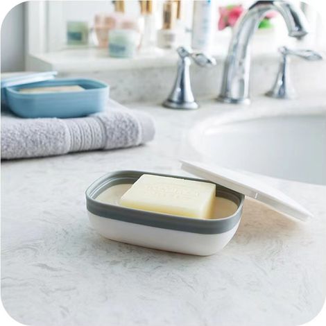 Portasapone in plastica da 2 pezzi per bagno, viaggi, escursionismo, campeggio (1/5)