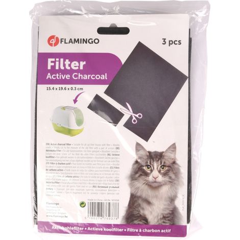 3 Filtres à charbon universelle découpable pour maison de toilette pour chat - Flamingo (1/2)