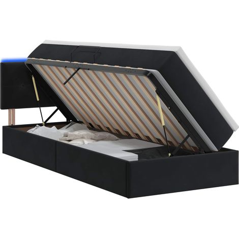 Letto con contenitore LED e materasso Nero 90 x 200 cm Velluto vidaXL (1/5)
