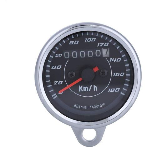Velocímetros de Motocicleta, Plata Universal Velocímetro de Motocicleta km/h Indicador de kilometraje Doble Tacómetro Moto Cuentakilómetros Velocímetro Señal del Instrumento con luz LED (1/5)