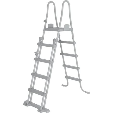 Échelle de piscine de sécurité 4 marches – Acier robuste – Hauteur 195 cm – Largeur marche 42 cm – Capacité 150 kg – Pour piscines jusqu'à 132 cm – Inlife