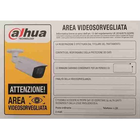 16.05.DHCAVPIC.001802 - Cartello AREA VIDEOSORVEGLIATA 30x20 cm