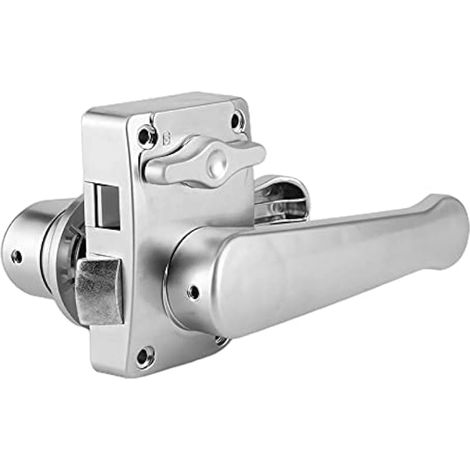 Poignée de porte de salle de bain avec verrou de 21 mm et poignée de WC chromée polie, finition argent. Convient aux caravanes, yachts et camping-cars. (1/5)