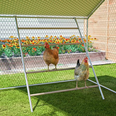 Poulailler métal 3x2m avec échelle serrure bâche anti-UV tube renforcé, enclos résistant pour poules pigeons canards extérieur (1/5)