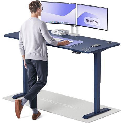 Desktronic Bureau assis debout HomePro - 180x80cm - Bleu/Bleu