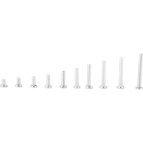 500 pièces Rivets en Aluminium à Tête Plate M2, Longueur 3mm-18mm, Rivets Pleins pour Assemblage Métallique (1/5)