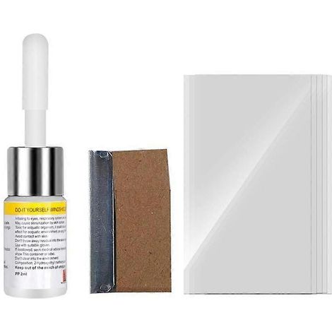 Kit de réparation de pare-brise automobile avec liquide de restauration et autocollants de durcissement pour pare-brise fissuré. (1/5)