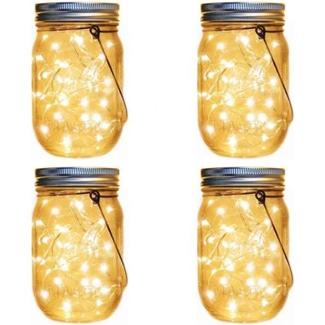LAMPADA SOLARE DA GIARDINO IN BARATTOLO - 20 LED - GRANDE 4 PEZZI
