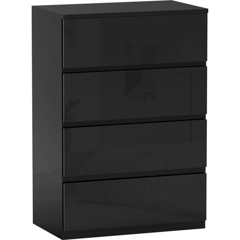 Cassettiera 4 Cassetti 55x33x80 cm Design Moderno e Multiuso in Legno Nero (1/5)