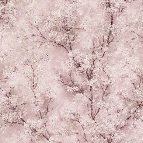 Blumen Tapete Profhome 374204 Vliestapete glatt mit floralen Ornamenten glitzernd rosa braun weiß 5,33 m2