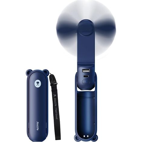 Mini Ventilateur Portable 3-en-1 : Ventilateur USB Rechargeable + Batterie Externe 10000 mAh + Lampe Torche – Jusqu’à 19 h d’autonomie – Idéal Voyages et Cadeau Été 2026 (1/5)