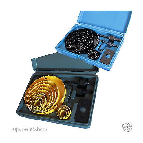 KIT FRESE A TAZZA DA TRAPANO SET 16 PEZZI SEGHE FORA LEGNO PLASTICA CARTONGESSO