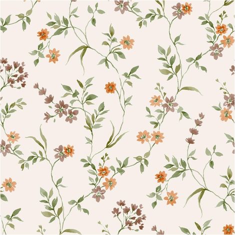 Lila Floral Cream Textured Wallpaper Vintage Botanical Trail Paste The Wall (1/4)